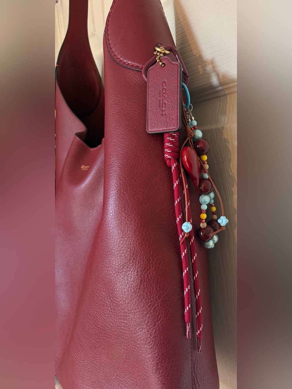 Authentic Coach Brooklyn 39 Dark Ruby Red Genuine Full Grain Leather - Picture 6 of 16